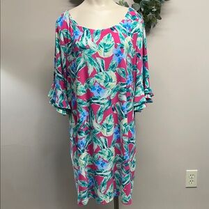 Pappagallo Ruffle Sleeve Erica Floral Shift Dress 2X